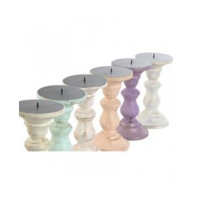 Candelabro Home ESPRIT Giallo Azzurro Verde Rosa Metallo Legno di mango Shabby Chic 10 x 10 x 18 cm