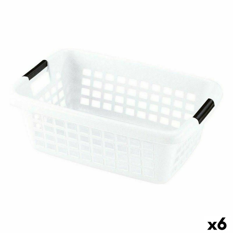 Cesto per i Panni Sporchi Con manici Bianco 50 L (6 Unità)