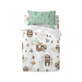 Set di copripiumino HappyFriday Moshi Moshi Happy Sloth Multicolore Culla Neonato 2 Pezzi