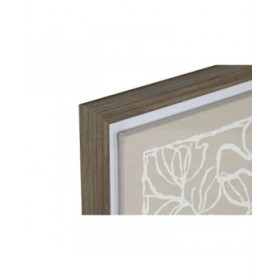 Tela Home ESPRIT Bianco Beige Foglia della pianta Città 50 x 4 x 60 cm (2 Unità)