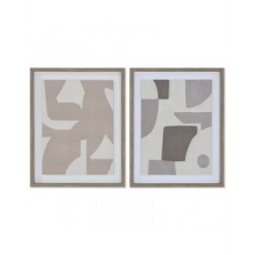 Tela Home ESPRIT Beige Grigio Astratto Moderno 40 x 3 x 50 cm (2 Unità)