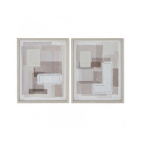 Tela Home ESPRIT Beige Grigio Astratto Moderno 40 x 2,5 x 50 cm (2 Unità)