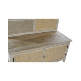 Appendiabiti con specchio Home ESPRIT Naturale Rattan Legno di paulownia Specchio 92 x 40 x 181 cm