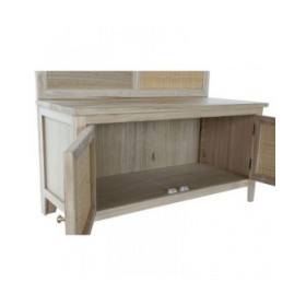 Appendiabiti con specchio Home ESPRIT Naturale Rattan Legno di paulownia Specchio 92 x 40 x 181 cm