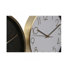 Orologio da Parete Home ESPRIT Bianco Nero Alluminio 30 x 4,3 x 30 cm (2 Unità)
