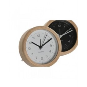 Orologio da Tavolo Home ESPRIT Bianco Nero Bambù 10 x 4,3 x 10 cm (2 Unità)