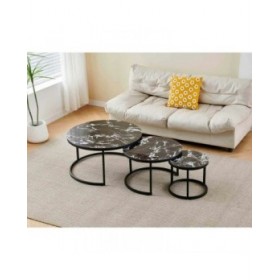 Tavolino Aggiuntivo Home ESPRIT Nero 80 x 80 x 1 cm