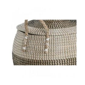 Set di Cestini Home ESPRIT Bianco Nero Naturale 45 x 45 x 48 cm (2 Pezzi)