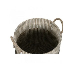 Set di Cestini Home ESPRIT Bianco Nero Naturale 44 x 44 x 49 cm (2 Pezzi)