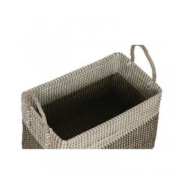 Set di Cestini Home ESPRIT Bianco Nero Naturale Erba di mare Boho 44 x 25 x 38 cm (2 Pezzi)
