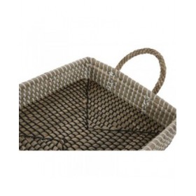 Set di Vassoi Home ESPRIT Naturale Marrone Chiaro Città 41 x 32 x 16 cm (2 Unità)