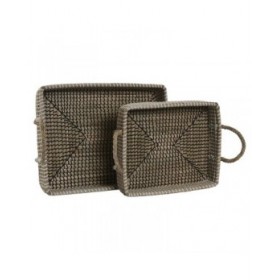 Set di Vassoi Home ESPRIT Naturale Marrone Chiaro Città 41 x 32 x 16 cm (2 Unità)