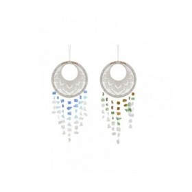 Decorazione pensile Home ESPRIT Azzurro Bianco Marrone Boho Macramé (2 Unità) (12 Unità)