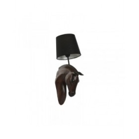 Lampada da Parete Home ESPRIT Nero Marrone scuro Coloniale Cavallo 220 V 18 x 21,5 x 50,5 cm (2 Unità)