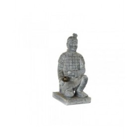 Statua Decorativa Home ESPRIT Grigio chiaro Orientale Guerriero 39 x 35 x 78 cm 33 x 34 x 76 cm