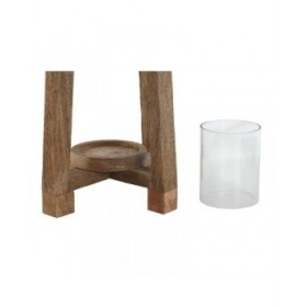 Portacandele Home ESPRIT Marrone Naturale Cristallo Legno di mango 25 x 25 x 35 cm