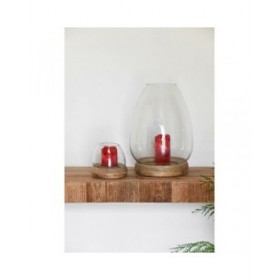 Portacandele Home ESPRIT Marrone Naturale Cristallo Legno di mango 30 x 30 x 40 cm (2 Unità)