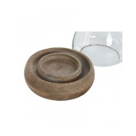 Portacandele Home ESPRIT Marrone Naturale Cristallo Legno di mango 30 x 30 x 40 cm (2 Unità)