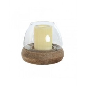 Portacandele Home ESPRIT Marrone Naturale Cristallo Legno di mango 30 x 30 x 40 cm (2 Unità)