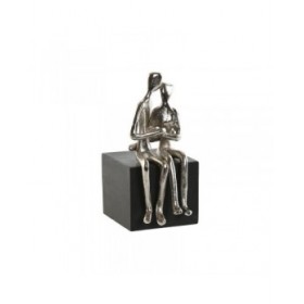 Statua Decorativa Home ESPRIT Nero Argentato Coppia 9 x 13 x 20 cm