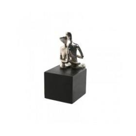 Statua Decorativa Home ESPRIT Nero Argentato Coppia 9 x 13 x 20 cm
