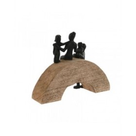 Statua Decorativa Home ESPRIT Marrone Nero Famiglia 26,5 x 9 x 20 cm