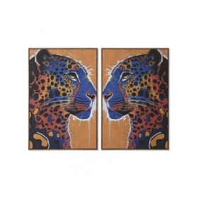 Quadro Home ESPRIT Leopardo Città 80 x 4,5 x 120 cm (2 Unità)