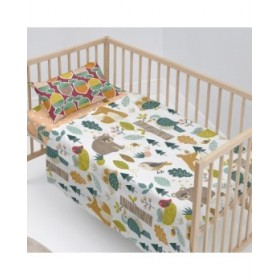 Set di Lenzuola HappyFriday Moshi Moshi Harvestwood Multicolore Culla Neonato 2 Pezzi