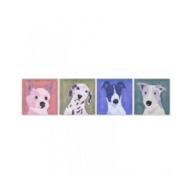 Quadro Home ESPRIT Azzurro Verde Arancio Città 50 x 2 x 50 cm (4 Unità)