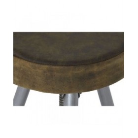 Sgabello Home ESPRIT Marrone Argentato Pelle Metallo 39 x 39 x 57 cm