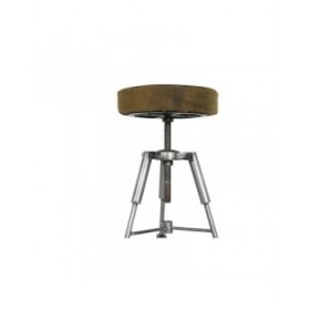 Sgabello Home ESPRIT Marrone Argentato Pelle Metallo 39 x 39 x 57 cm