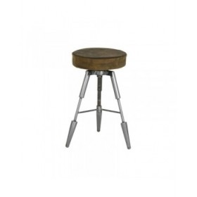 Sgabello Home ESPRIT Marrone Argentato Pelle Metallo 39 x 39 x 57 cm