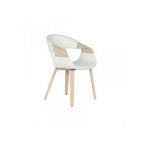 Sedia da Sala da Pranzo Home ESPRIT Bianco Poliestere Legno 55,5 x 67,5 x 80,5 cm