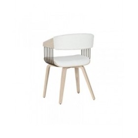 Sedia da Sala da Pranzo Home ESPRIT Bianco Poliestere Legno 51 x 55 x 76,5 cm
