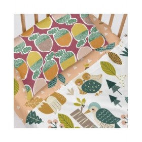 Set di Lenzuola HappyFriday Moshi Moshi Harvestwood Multicolore Culla Neonato 2 Pezzi