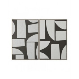 Quadro Home ESPRIT Bianco Verde Beige Grigio scuro polistirene Tela Astratto Città (2 Unità)