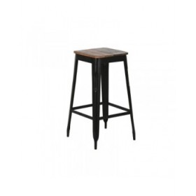 Sgabello Home ESPRIT Marrone Nero Legno Metallo 34 x 33 x 77 cm