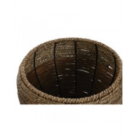 Set di vasi da fiori Home ESPRIT Naturale Metallo Fibra Tropicale 32 x 32 x 23 cm