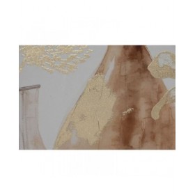 Quadro Home ESPRIT Beige Dorato polistirene Tela Vaso Scandinavo 82,5 x 3,5 x 82,5 cm (2 Unità)