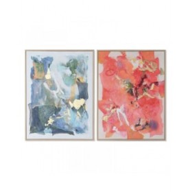 Tela Home ESPRIT Azzurro Rosa polistirene Tela Astratto Moderno 94 x 4 x 123,5 cm (2 Unità)