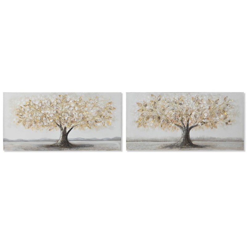 Quadro Home ESPRIT Dorato Tela Legno MDF Albero Tradizionale 120 x 3 x 60 cm (2 Unità)