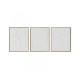 Quadro Home ESPRIT Bianco polistirene Tela Astratto Scandinavo 40 x 4,8 x 50 cm (3 Unità)