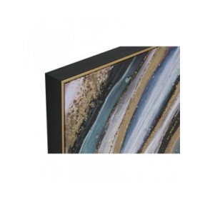 Quadro Home ESPRIT Azzurro Dorato polistirene Tela Moderno 82 x 4,5 x 82 cm (2 Unità)