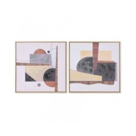 Quadro Home ESPRIT polistirene Tela Astratto Città 62,5 x 2,8 x 62,5 cm (2 Unità)