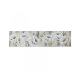 Quadro Home ESPRIT Bianco Grigio Tela Legno MDF Tradizionale 120 x 3 x 60 cm (2 Unità)