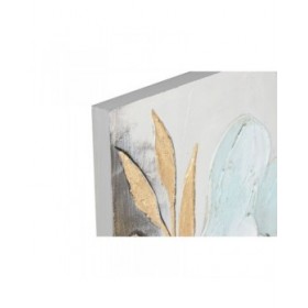 Quadro Home ESPRIT Azzurro Dorato Tela Legno MDF Fiore Shabby Chic 60 x 3 x 90 cm (2 Unità)