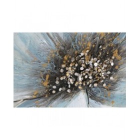 Quadro Home ESPRIT Azzurro Dorato Tela Legno MDF Fiore Shabby Chic 60 x 3 x 90 cm (2 Unità)