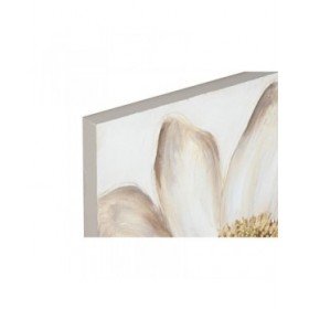 Quadro Home ESPRIT Beige Dorato Tela Legno MDF Fiore Romantico 60 x 3 x 60 cm (2 Unità)