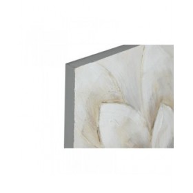 Quadro Home ESPRIT Bianco Tela Legno MDF Fiore Romantico 80 x 3 x 80 cm (2 Unità)