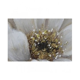 Quadro Home ESPRIT Bianco Tela Legno MDF Fiore Romantico 80 x 3 x 80 cm (2 Unità)